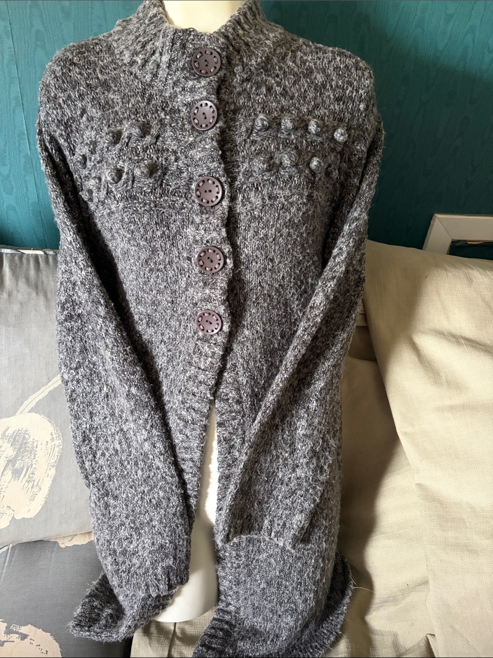 Style & Co. Gray Chunky Knit Button-Up Cardigan